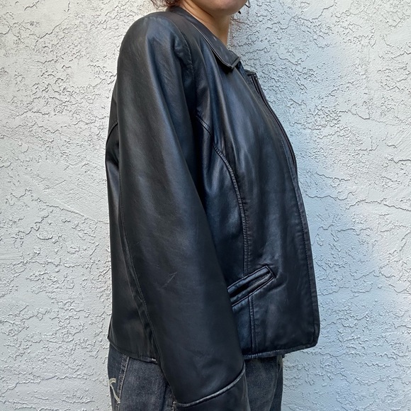 Vintage Y2k Black Leather Moto Jacket - Picture 5 of 12